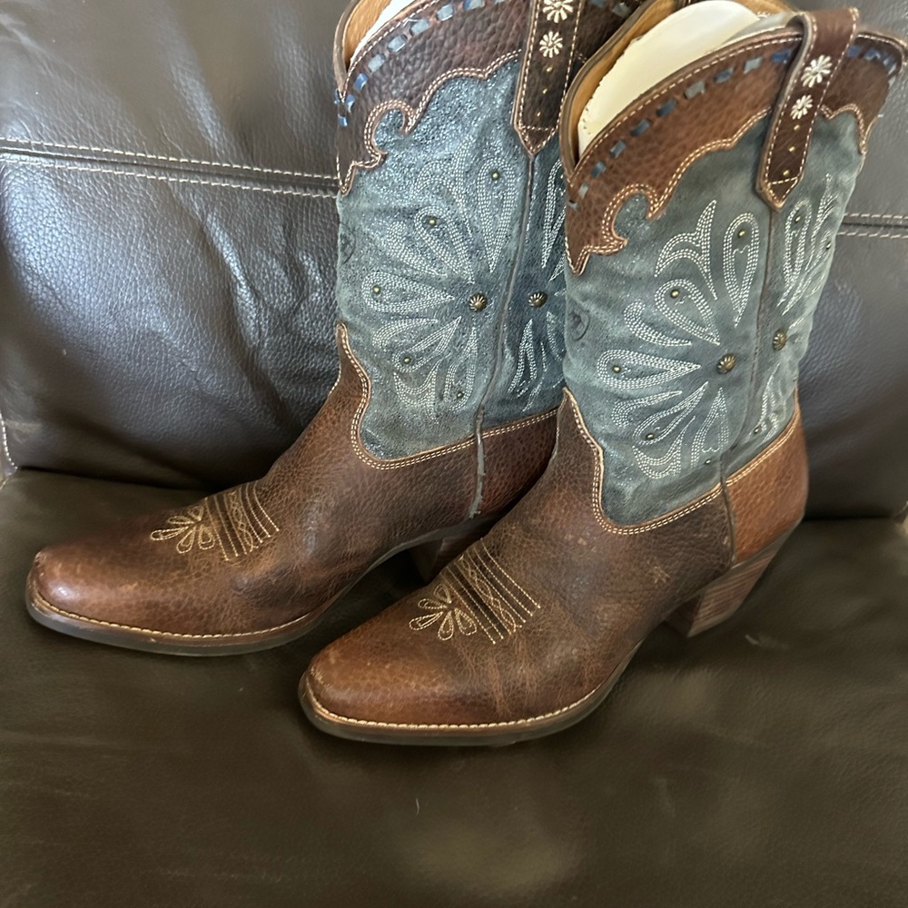 Ariat  Brown and Blue Heeled Boots